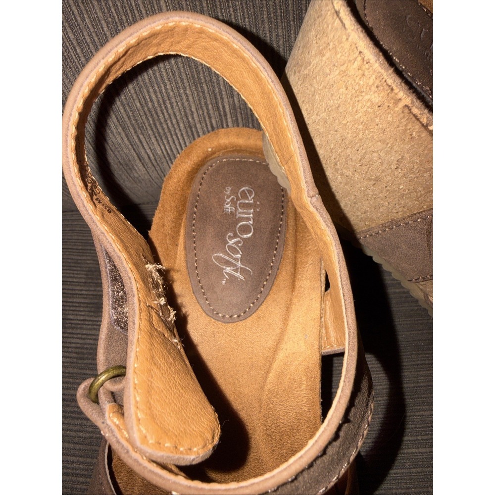 Eurosoft Tressa Wedge Sandals Womens Size 8.5M Brown Lightweight Cork Adjustable - Picture 3 of 6